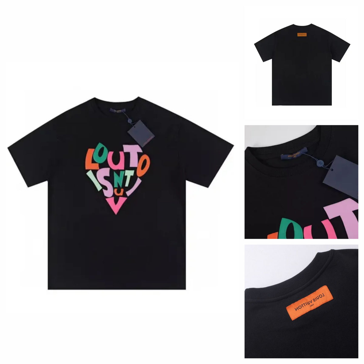 Black Louis Vuitton Multicolour Lettering T-Shirt