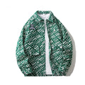 Green & White Patterned Bear-Patch Jacket