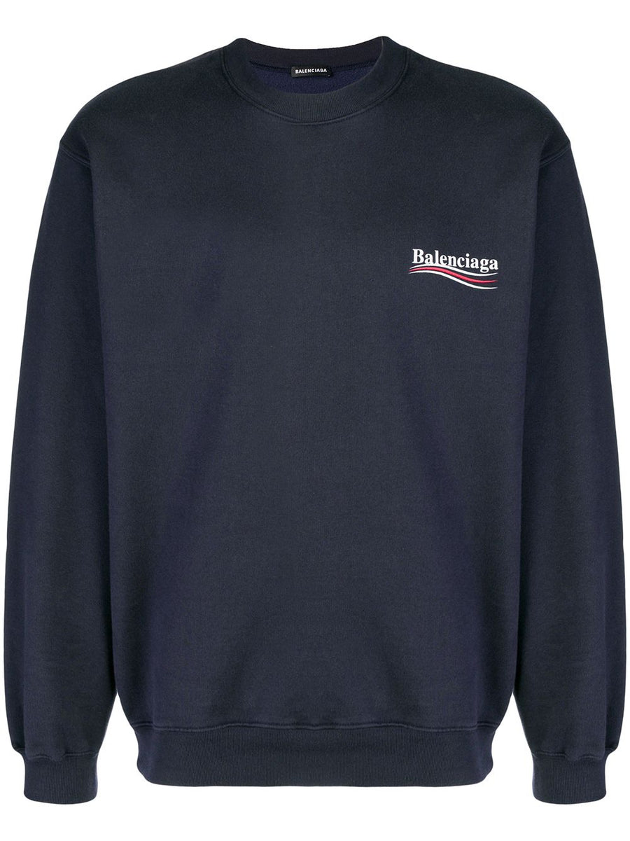 Navy Balenciaga Logo Sweatshirt