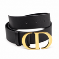 Black Belt with Gold CD Buckle on a white background