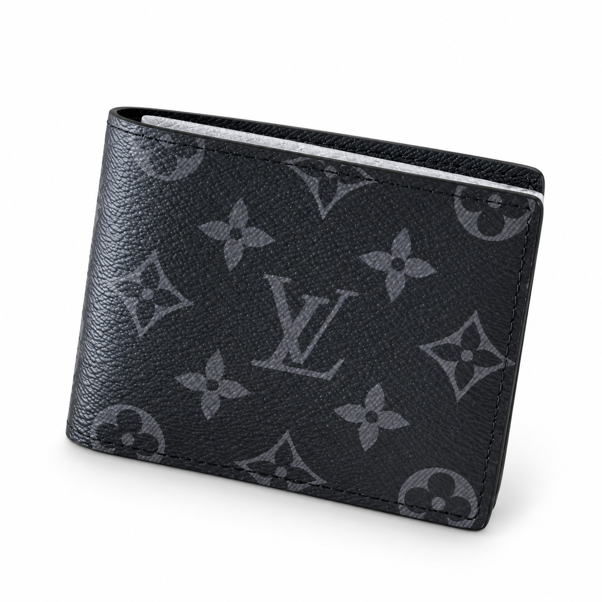 Black & Grey Monogram Bifold Wallet on a white background
