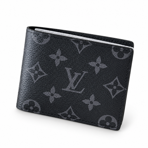 Black & Grey Monogram Bifold Wallet on a white background