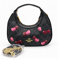 Black Cherry Print Shoulder Bag