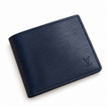 Navy Textured Bifold Wallet on a white background