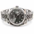Silver-Tone Bracelet Watch with Grey Dial on a white background