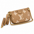 Tan & Cream Monogram Shoulder Bag on a white background